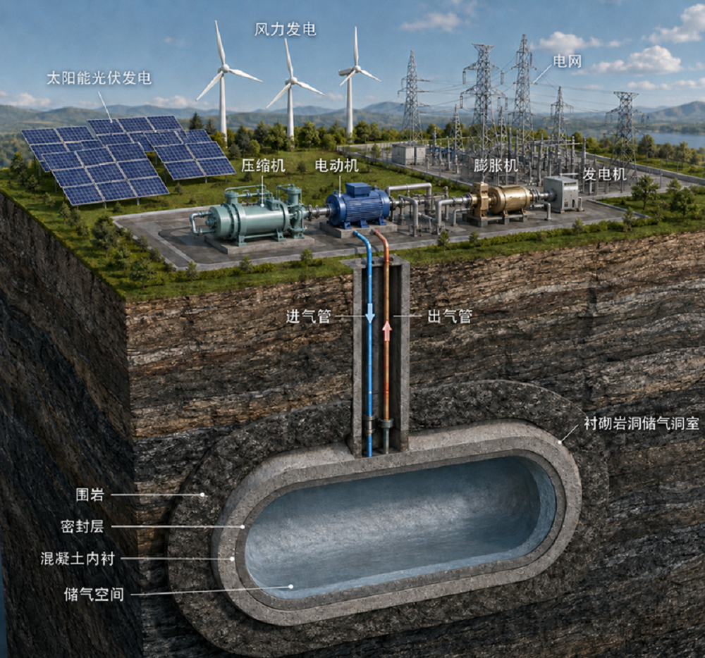 压缩空气储能系统示意图